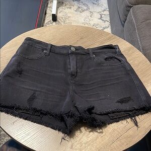 Aerie Black Distressed Denim Shorts